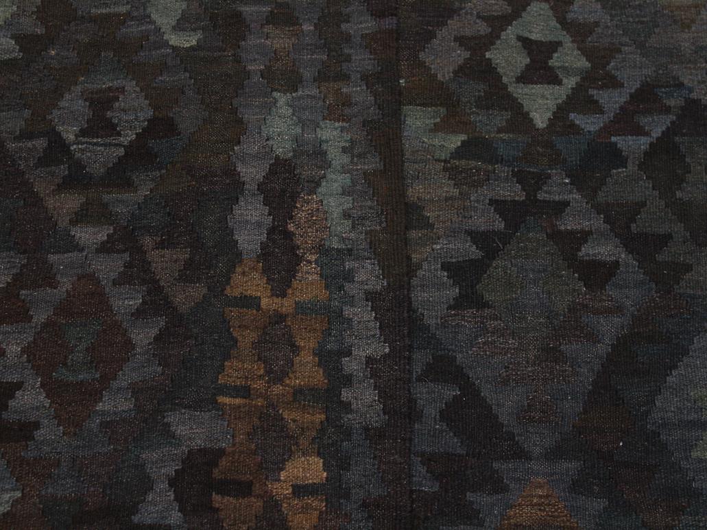 handmade Geometric Kilim Brown Green Hand-Woven RECTANGLE 100% WOOL area rug 7x10