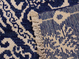 handmade Modern Kafkaz Blue Ivory Hand Knotted RUNNER WOOL&SILK area rug 2x6 