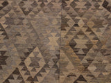 handmade Geometric Kilim Tan Gray Hand-Woven RECTANGLE 100% WOOL area rug 6x8