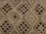 handmade Geometric Kilim Tan Gray Hand-Woven RECTANGLE 100% WOOL area rug 5x7