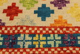 handmade Geometric Balouchi Beige Teal Hand Knotted RECTANGLE 100% WOOL area rug 5 x 7