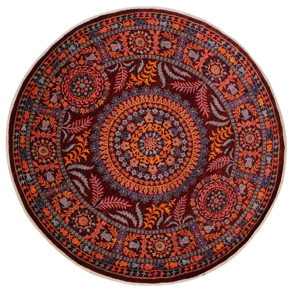 A10805, 911"x10 3",Traditional                   ,10x10,Red,BLUE,Hand-knotted                  ,Afghanistan,100% Wool  ,Round      ,652671199226