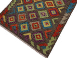 handmade Geometric Kilim Brown Purple Hand-Woven RECTANGLE 100% WOOL area rug 3x5