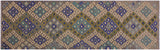 handmade Geometric Kilim Gray Blue Hand-Woven RUNNER 100% WOOL area rug 3x10