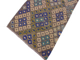 handmade Geometric Kilim Gray Blue Hand-Woven RUNNER 100% WOOL area rug 3x10
