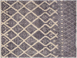 Eclectic Moroccan Christia Gray/Ivory Wool Rug - 7'10'' x 10'4''
