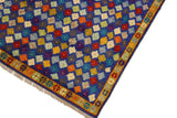 handmade Geometric Balouchi Blue Gold Hand Knotted RECTANGLE 100% WOOL area rug 5 x 7
