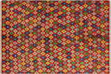 handmade Geometric Balouchi Red Blue Hand Knotted RECTANGLE 100% WOOL area rug 5 x 6