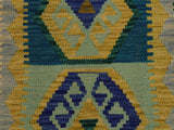 handmade Geometric Kilim Beige Blue Hand-Woven RECTANGLE 100% WOOL area rug 4x5