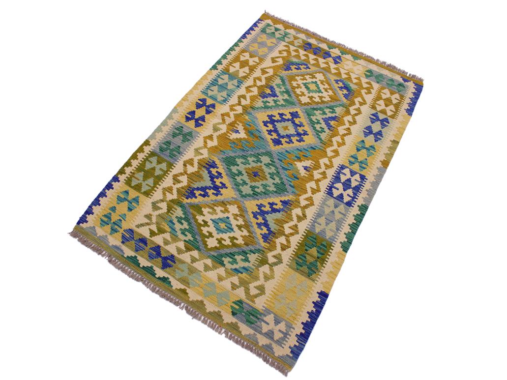 handmade Geometric Kilim Beige Gold Hand-Woven RECTANGLE 100% WOOL area rug 3x5