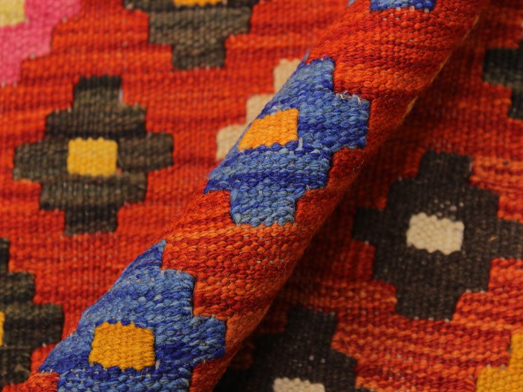 handmade Geometric Kilim Rust Beige Hand-Woven RECTANGLE 100% WOOL area rug 4x5