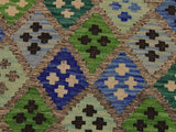 handmade Geometric Kilim Gray Blue Hand-Woven RECTANGLE 100% WOOL area rug 4x6