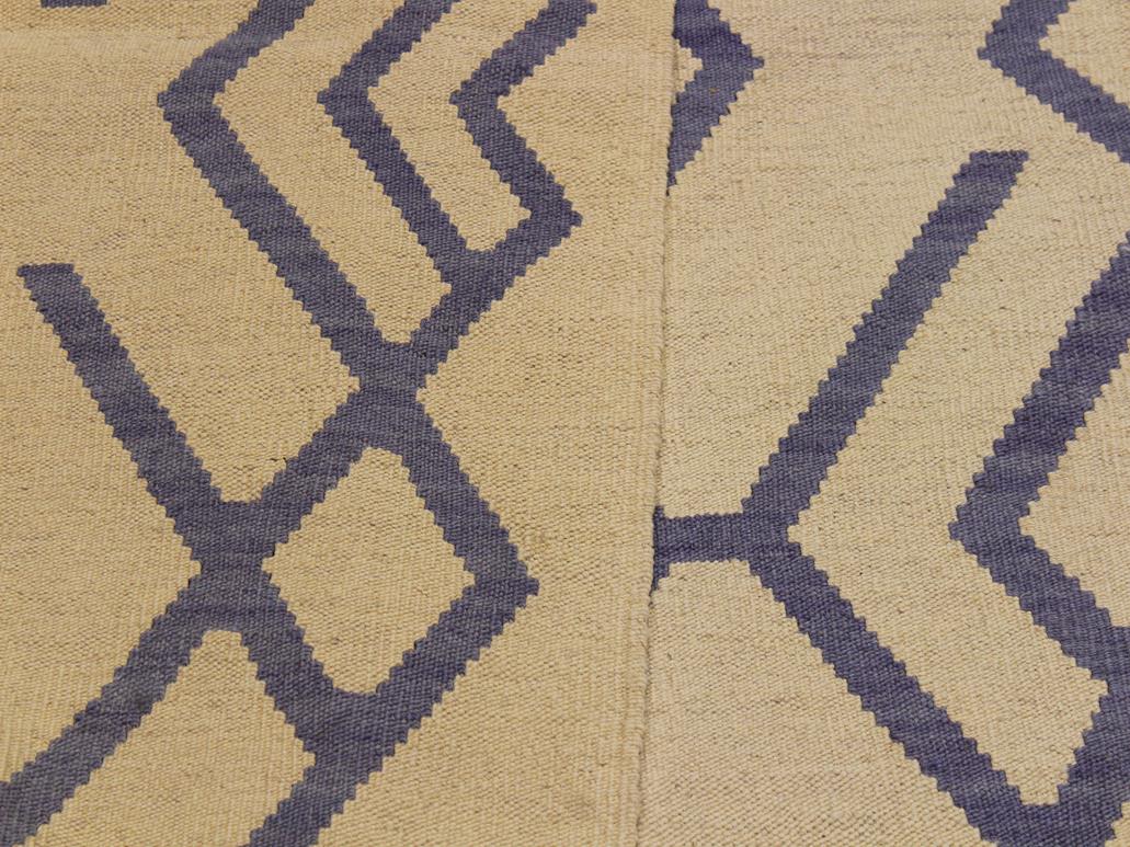 handmade Geometric Kilim Beige Purple Hand-Woven RECTANGLE 100% WOOL area rug 7x10