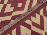 handmade Geometric Kilim Burgundy Beige Hand-Woven RECTANGLE 100% WOOL area rug 6x8