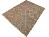 handmade Geometric Kilim Drk. Gray Ivory Hand-Woven RECTANGLE 100% WOOL area rug 10x14