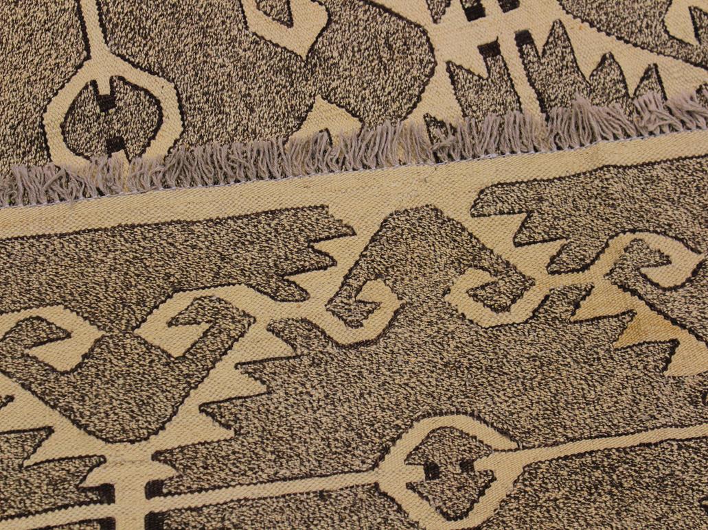 handmade Geometric Kilim Drk. Gray Ivory Hand-Woven RECTANGLE 100% WOOL area rug 10x14