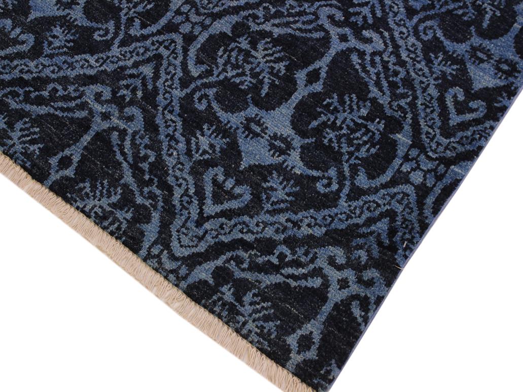 handmade Modern Nabila Blue Lt. Green Hand Knotted RECTANGLE WOOL&SILK area rug 4x6