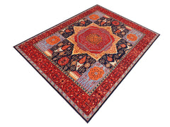 handmade Geometric Mamluk Blue Red Hand Knotted RECTANGLE 100% WOOL area rug 9x12