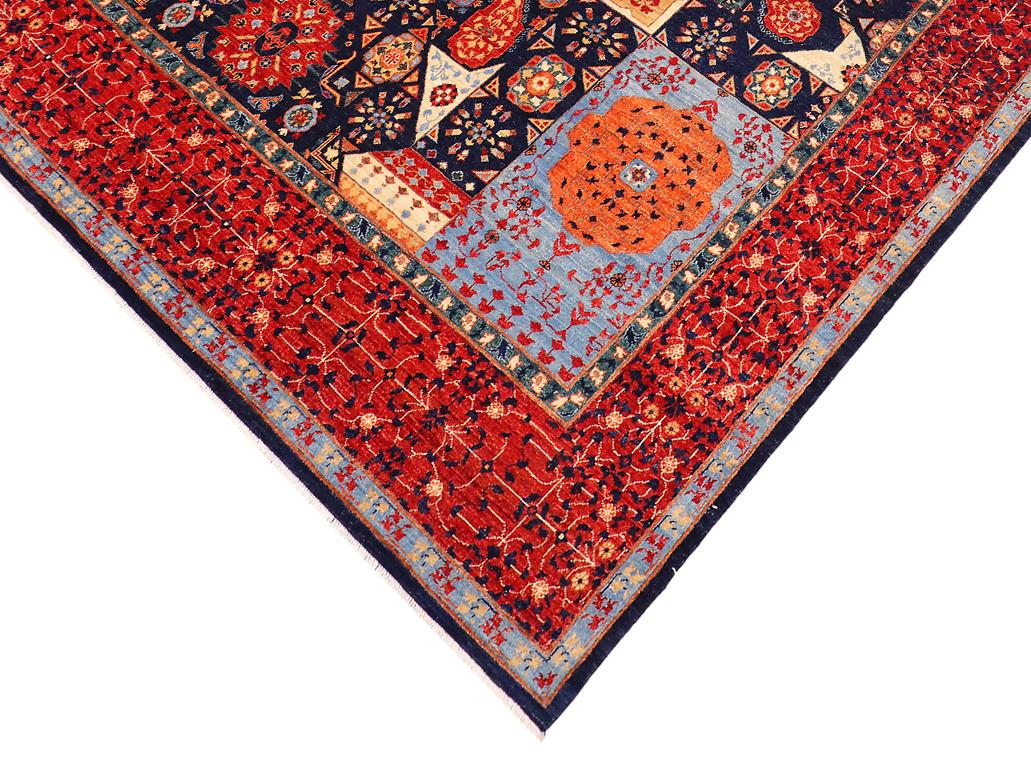 handmade Geometric Mamluk Blue Red Hand Knotted RECTANGLE 100% WOOL area rug 9x12