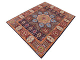 handmade Geometric Mamluk Blue Beige Hand Knotted RECTANGLE 100% WOOL area rug 9x12