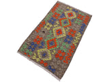 handmade Geometric Kilim Brown Rust Hand-Woven RECTANGLE 100% WOOL area rug 3x4