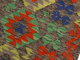 handmade Geometric Kilim Brown Rust Hand-Woven RECTANGLE 100% WOOL area rug 3x4