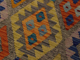 handmade Geometric Kilim Brown Blue Hand-Woven RECTANGLE 100% WOOL area rug 5x7