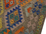 handmade Geometric Kilim Brown Blue Hand-Woven RECTANGLE 100% WOOL area rug 5x7