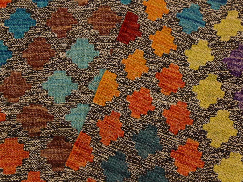handmade Geometric Kilim Brown Gray Hand-Woven RECTANGLE 100% WOOL area rug 7x10