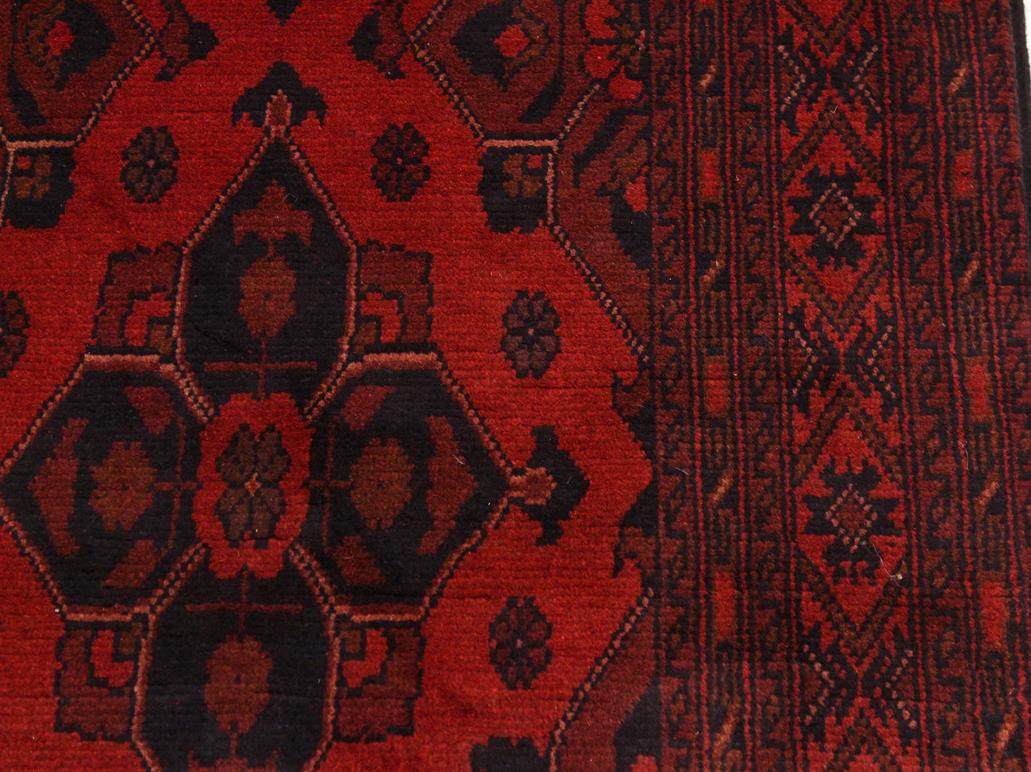 handmade Tribal Biljik Khal Mohammadi Drk. Red Black Hand Knotted RUNNER 100% WOOL Runner 3x10
