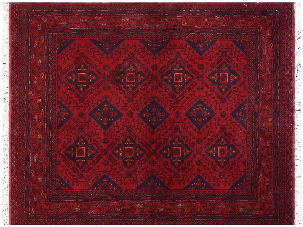 handmade Tribal Biljik Khal Mohammadi Red Blue Hand Knotted RECTANGLE 100% WOOL area rug 5x7