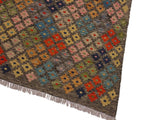 handmade Geometric Kilim Gray Tan Hand-Woven RECTANGLE 100% WOOL area rug 5x6