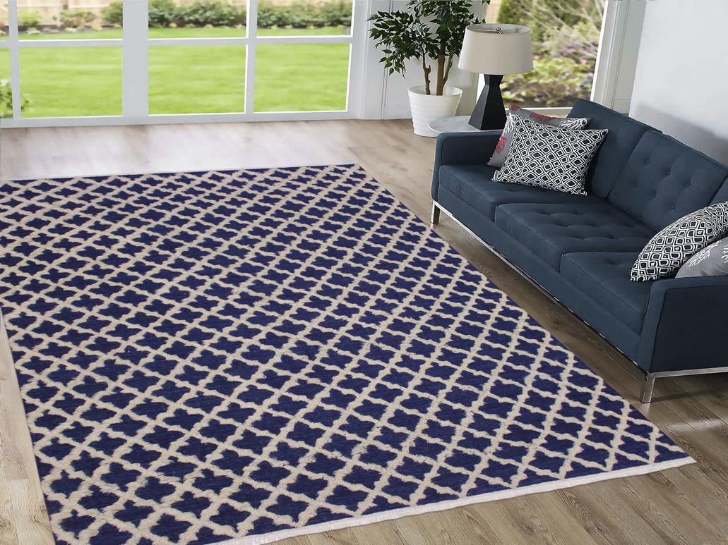 handmade Modern Moroccan Hi Blue Ivory Hand Knotted RECTANGLE 100% WOOL area rug 10x12