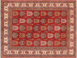 Tribal Super Kazak Bertha Red/Beige Wool Rug - 10'1'' x 14'0''