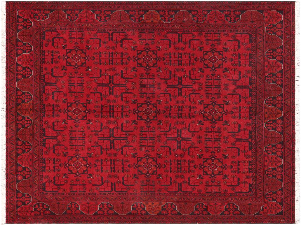 handmade Tribal Biljik Khal Mohammadi Red Black Hand Knotted RECTANGLE 100% WOOL area rug 5x6