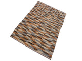 handmade Geometric Kilim Ivory Gray Hand-Woven RECTANGLE 100% WOOL area rug 5x7