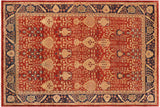 Oriental Ziegler Della Red Blue Hand-Knotted Wool Rug - 9'10'' x 13'9''