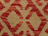 handmade Geometric Kilim Brown Red Hand-Woven RUNNER 100% WOOL area rug 4x8