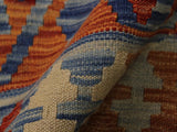 handmade Geometric Kilim Beige Blue Hand-Woven RECTANGLE 100% WOOL area rug 5x7