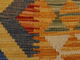 handmade Geometric Kilim Beige Blue Hand-Woven RECTANGLE 100% WOOL area rug 3x6
