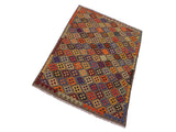 handmade Geometric Kilim Brown Tan Hand-Woven RECTANGLE 100% WOOL area rug 5x6