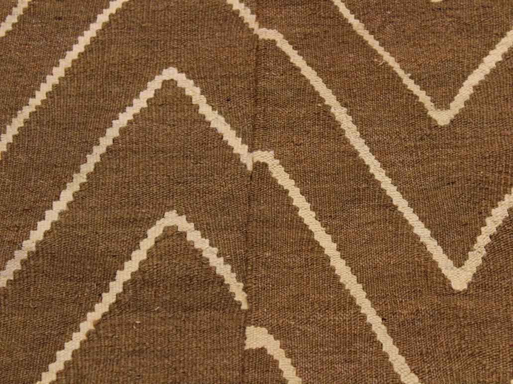 handmade Geometric Kilim Brown Ivory Hand-Woven RECTANGLE 100% WOOL area rug 4x7