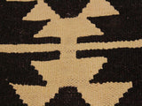 handmade Geometric Kilim Brown Black Hand-Woven RECTANGLE 100% WOOL area rug 7x10