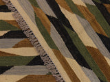 handmade Geometric Kilim Beige Green Hand-Woven RECTANGLE 100% WOOL area rug 6x8