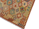 handmade Geometric Kilim Beige Rust Hand-Woven RECTANGLE 100% WOOL area rug 5x7