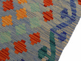 handmade Geometric Kilim Blue Gray Hand-Woven RECTANGLE 100% WOOL area rug 3x5