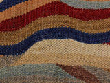 handmade Geometric Kilim Red Blue Hand-Woven RECTANGLE 100% WOOL area rug 5x7