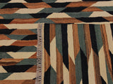 handmade Geometric Kilim Ivory Drk. Blue Hand-Woven RECTANGLE 100% WOOL area rug 6x8