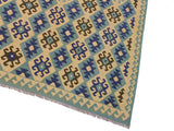 handmade Geometric Kilim Beige Blue Hand-Woven RECTANGLE 100% WOOL area rug 7x10