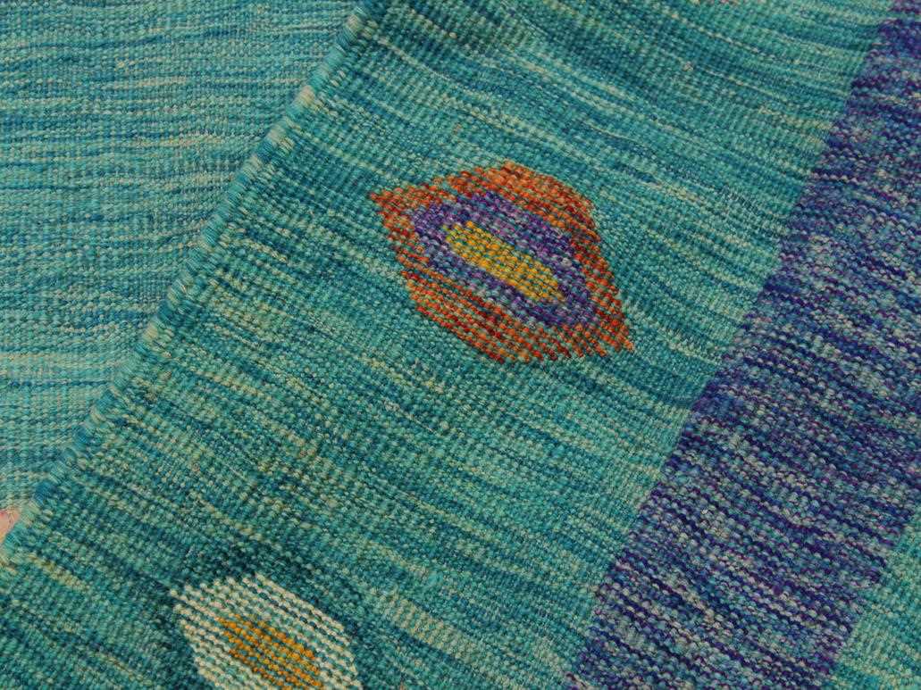 handmade Modern Moroccan Hi Green Blue Hand-Woven RECTANGLE 100% WOOL area rug 10x13